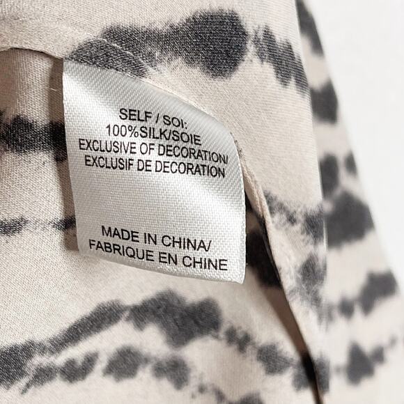 Haute Hippie Small S Silk Zebra Printed Long Sleeve Blouse Sequin Buff Black - Picture 11 of 15